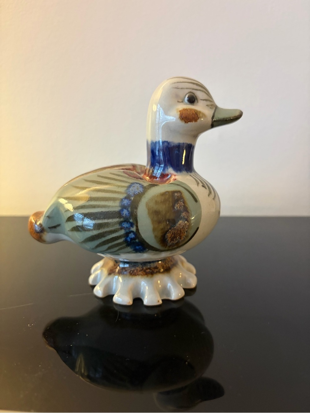 Hand painted Vintage Ceramic Duck Figurine